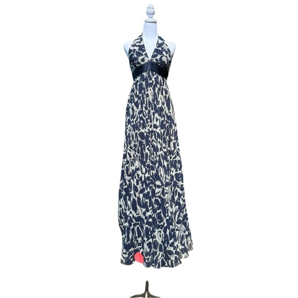 BCBGMaxAzria Navy and White Maxi Dress - Picture 1 of 12